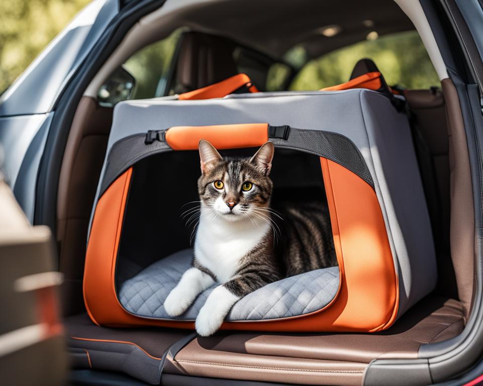 Comfortable cat carrier in car