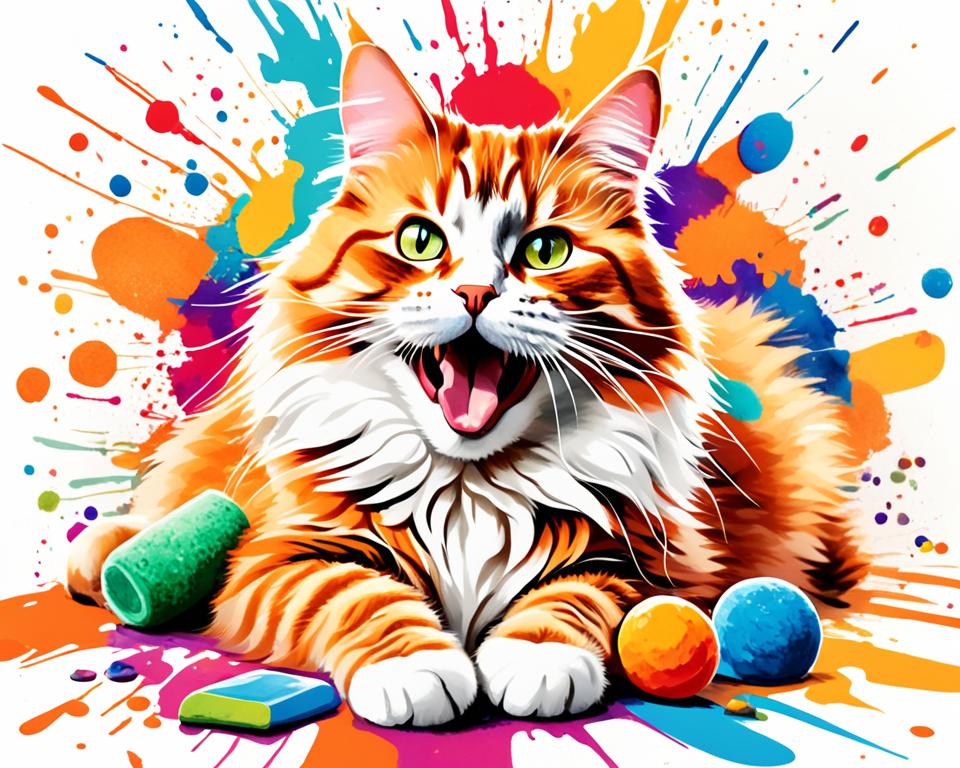 Cat playing with catnip toys
