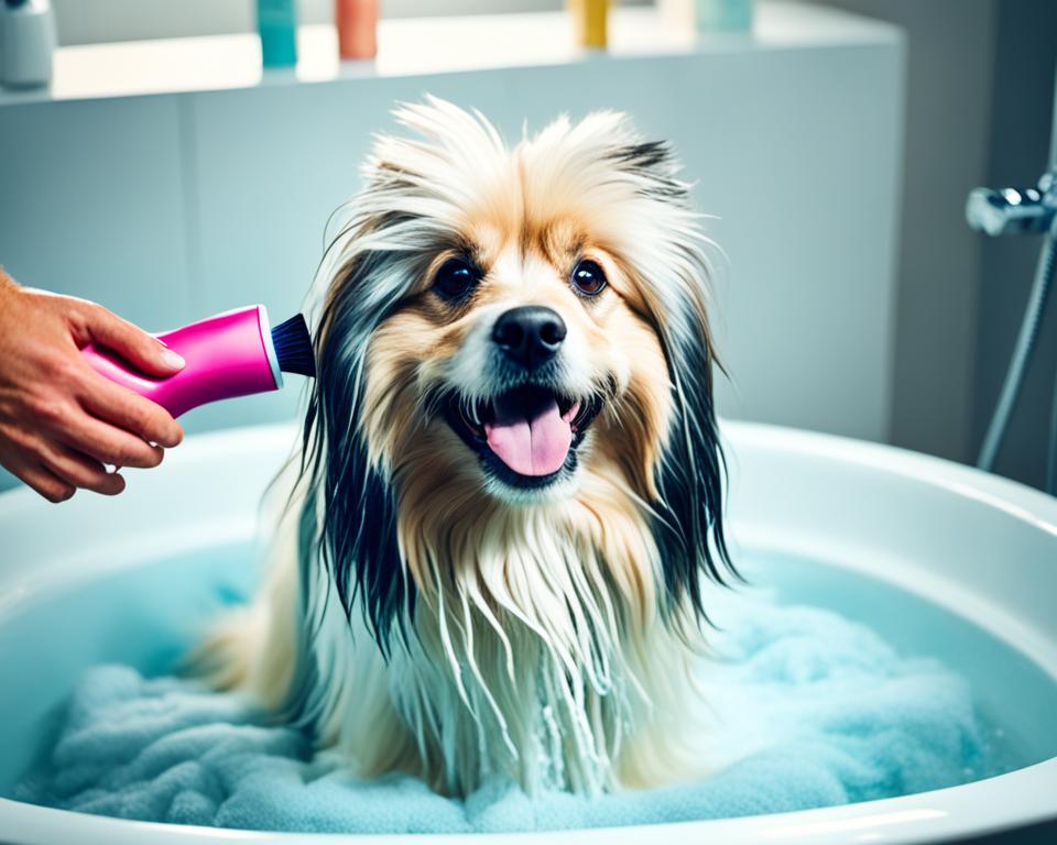 bathing long-haired dogs