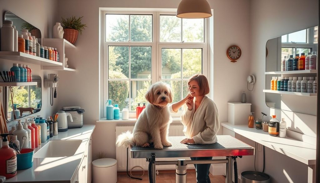 preparing pet for grooming