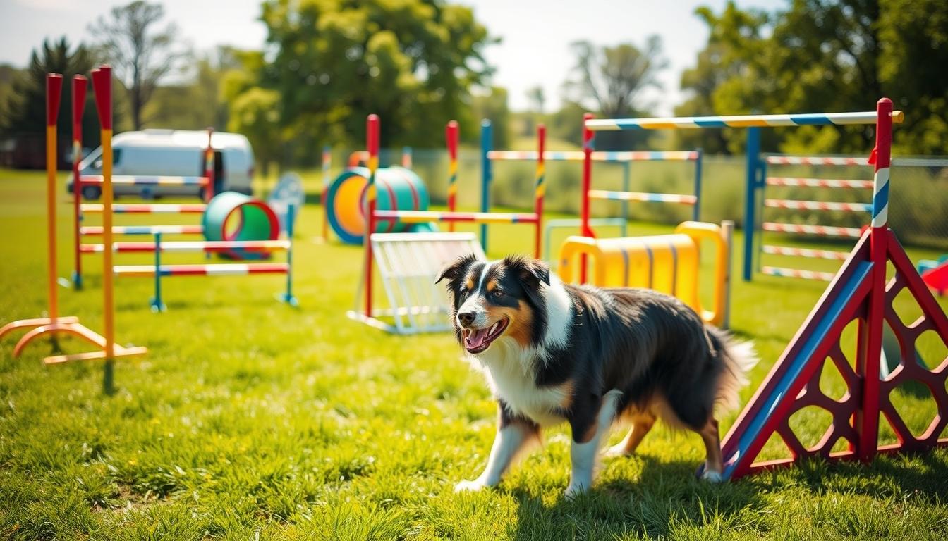 Australian Shepherd agility equipment