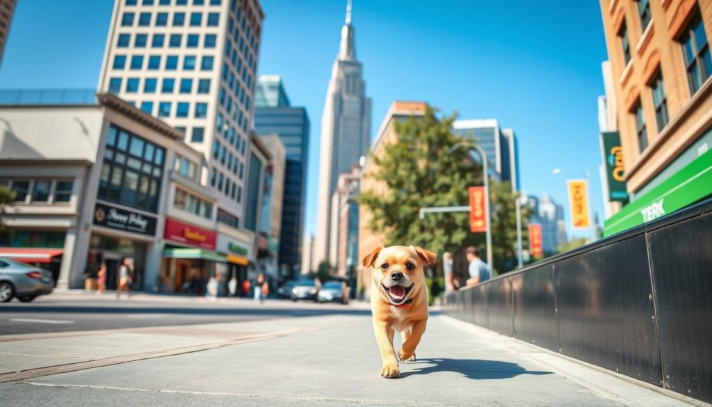 Small dog on a daily walk