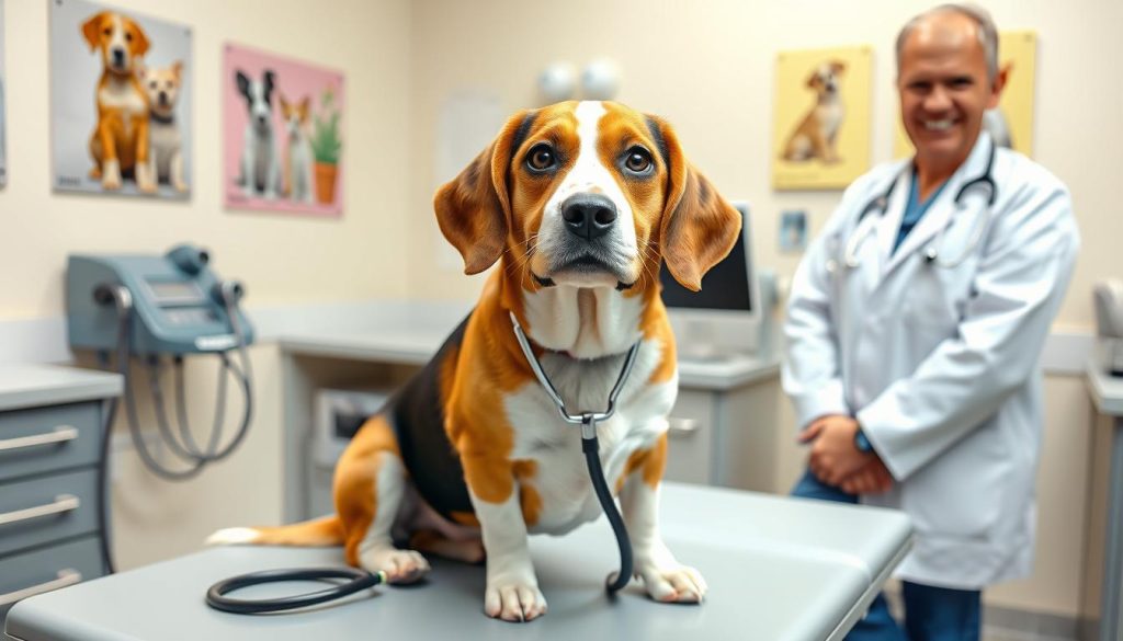 dog at vet check-up